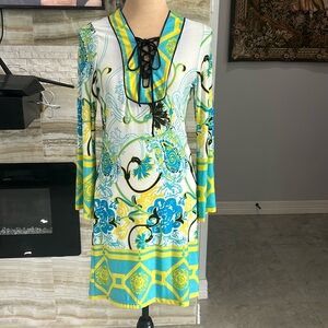 Adore Above The Knee Green Blue and Black Dress. Size‎ S (D)